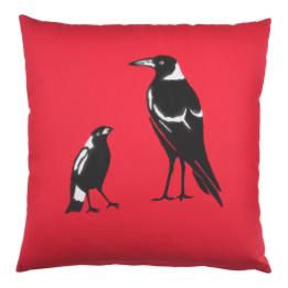 Magpie - red, cushion square