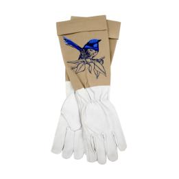 Garden Gloves - Blue Fairy Wren, beige