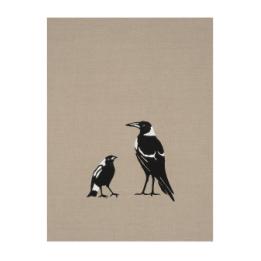 Tea Towel - Magpie, Natural Linen
