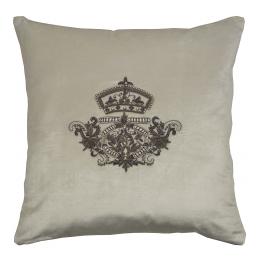 Crest, Crown & Pearls (Vanilla) - Velvet, Square Cushion